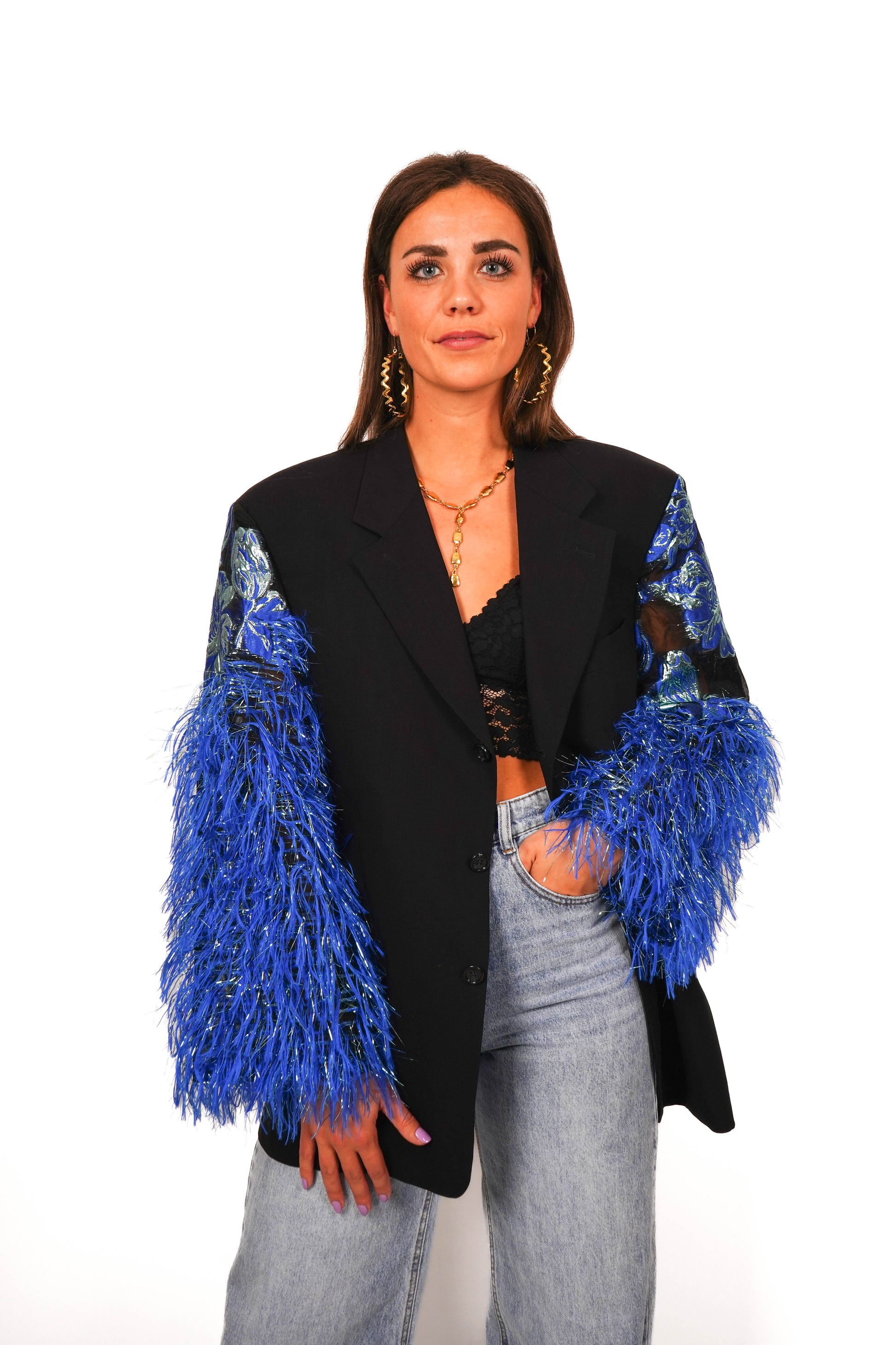 ATTIRE Amsterdam Pino Blazer Dark Blue Lace